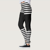 Moderner horizontaler Streifen-individueller Name Leggings (Links)
