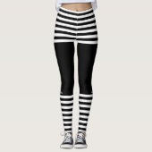 Moderner horizontaler Streifen-individueller Name Leggings (Vorderseite)