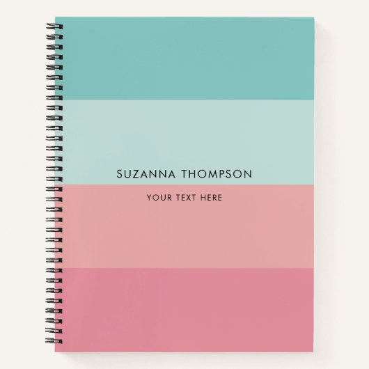 Moderner horizontaler Streifen pink & blau Notizblock (Vorderseite)