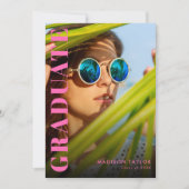 Moderner Hot-Pink-Chic-Graduate-Foto-Abschluss Ankündigung (Vorderseite)