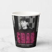 Moderner Hot Pink Neon Abschluss Pappbecher (Vorderseite)