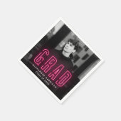 Moderner Hot Pink Neon Foto Abschluss Serviette (Ecke)