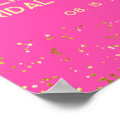 Moderner Hot Pink Neon Glow Gold Glitzer Willkomme Poster (Ecke)