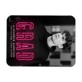 Moderner Hot Pink Neon Vertical Foto Abschluss Magnet (Horizontal)