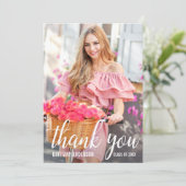Moderner Hübscher Abschluss Danke Fotokarte Ankündigung (Stehend Vorderseite)