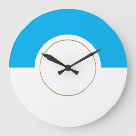 Moderner Hübscher Blauer Weißer Rundblock Große Wanduhr