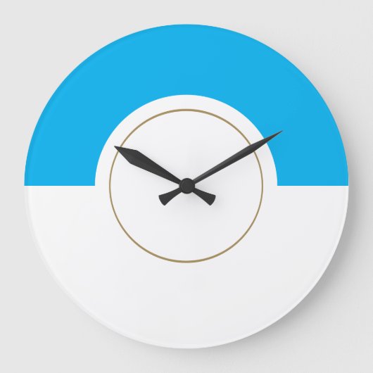 Moderner Hübscher Blauer Weißer Rundblock Große Wanduhr (Vorderseite)