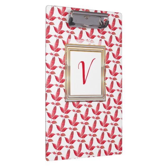 Moderner Hübscher botanischer Roter Chic Klemmbrett (Rechts)