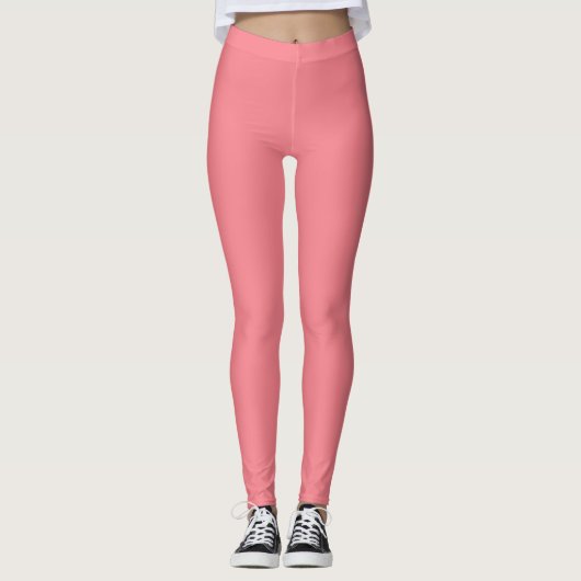 Moderner hübscher Farbblock l Lebendes Rosa Leggings (Vorderseite)