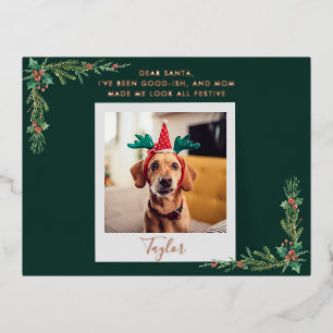 Moderner Hund Foto Weihnachten Folien Feiertagspostkarte
