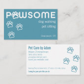 Moderner Hund Walker Haustier Sitter Pawsome Blue  Visitenkarte (Vorne/Hinten)
