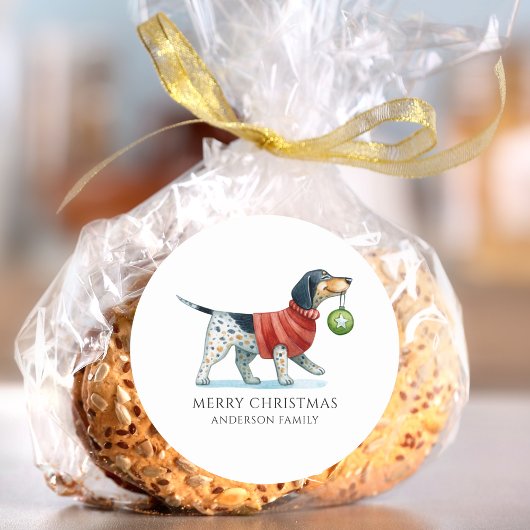 Moderner Hund Wasserfarben Weihnachten Runder Aufkleber