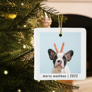Moderner Hund zwei Fotos   Merry Woofmas Keramik O Keramikornament