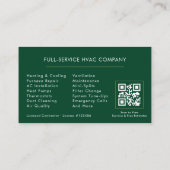 Moderner HVAC Green Gold QR-Code Visitenkarte (Rückseite)