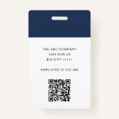 Moderner ID Card Blue Minimal Logo Foto QR Code Ausweis (Rückseite)