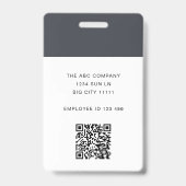 Moderner ID Card Grauer Minimal-Logo-Foto QR Code Ausweis (Rückseite)