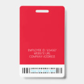 Moderner ID Card Red Business Employee Bar Code Ausweis (Rückseite)