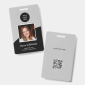 Moderner ID-Karte Logo-Foto QR-Code grau Ausweis (Vorder- & Rückseite)