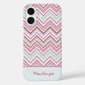 Moderner Ikat Zickzack Strip Personalisierter Name Case-Mate iPhone Hülle (Rückseite)