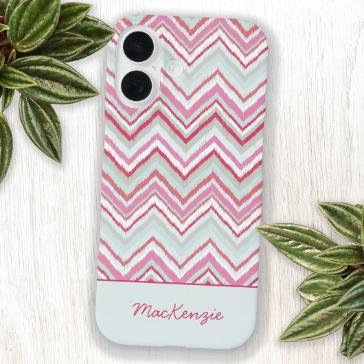 Moderner Ikat Zickzack Strip Personalisierter Name Case-Mate iPhone Hülle