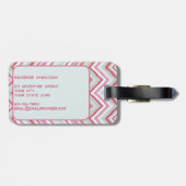 Moderner Ikat Zickzack Strip Personalisierter Name Gepäckanhänger (Rückseite horizontal)
