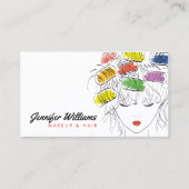 Moderner Illustrierter Friseur Makeup Beauty Salon Visitenkarte (Vorderseite)