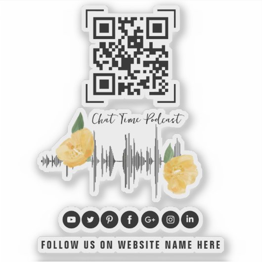 Moderner Illustrierter Podcast-QR-Code Aufkleber (Vorderseite)