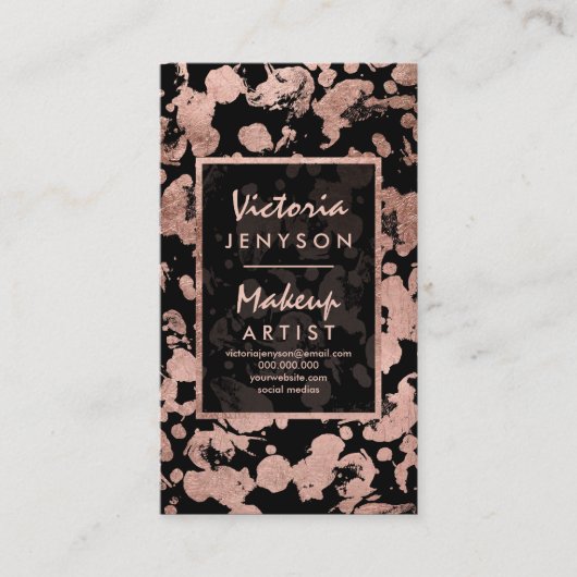 Moderner Imitat-Rosengoldbrushstrokes Visitenkarte (Vorderseite)