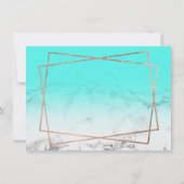 Moderner Imitat-Rosengoldskriptmarmor aquamarine Einladung (Rückseite)