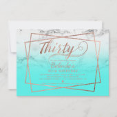 Moderner Imitat-Rosengoldskriptmarmor aquamarine Einladung (Vorderseite)