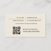 Moderner Immobilienmakler mit QR-Code im erdigen S Visitenkarte (Rückseite)
