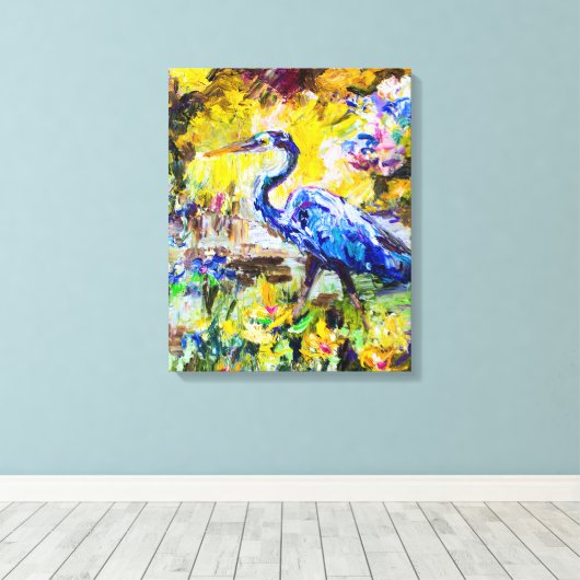 Moderner Impressionismus Blue Heron Ölgemälde Leinwanddruck (Insitu (Holzboden))