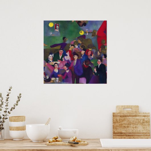 Moderner Impressionist ein überfüllter Bar Poster (Küche)