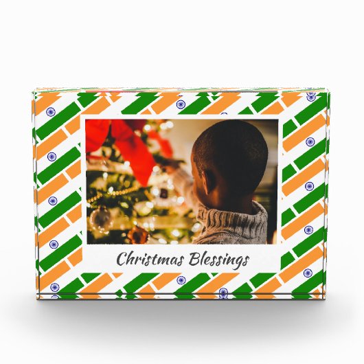 Moderner INDIEN FLAG Weihnachtsstopp Fotoblock (Vorderseite)