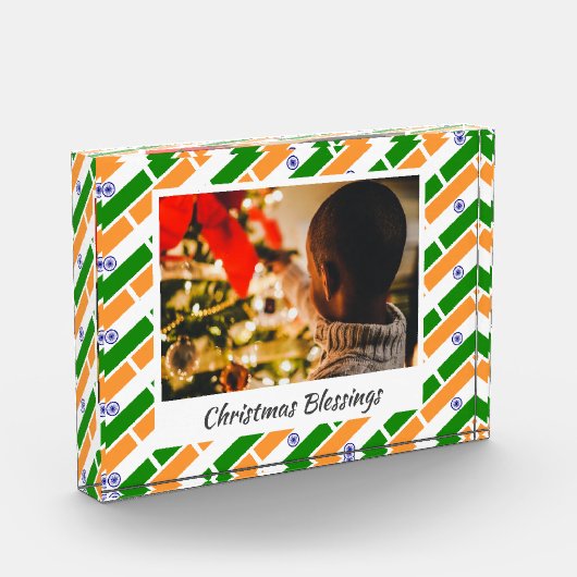 Moderner INDIEN FLAG Weihnachtsstopp Fotoblock (Links)