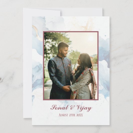 Moderner indischer Hindu Wedding Ganesha Floral Ma Einladung (Rückseite)