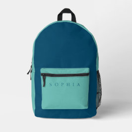Moderner Individuelle Name Aquamarin und blau Bedruckter Rucksack