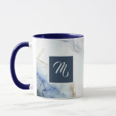 Moderner Individuelle Name aus blauem Marmor Kaffe Tasse (Links)