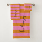 Moderner Individuelle Name aus rosa und orangefarb Badhandtuch Set (Insitu)