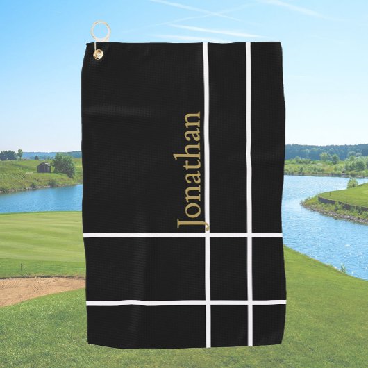 Moderner individuelle Name aus schwarzem Gold Golfhandtuch