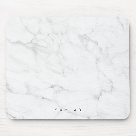 Moderner Individuelle Name aus Weiß- und Graumarmo Mousepad (Vorne)