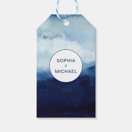 Moderner Individuelle Name Blau Geschenkanhänger (Vorderseite)