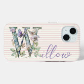 Moderner Individuelle Name Blumenschmetterling Ers Case-Mate iPhone Hülle (Rückseite (Horizontal))