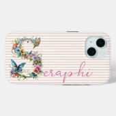 Moderner Individuelle Name Blumenschmetterling Ers Case-Mate iPhone Hülle (Rückseite (Horizontal))