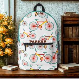 Moderner Individuelle Name Farbvolles Fahrradmuste Bedruckter Rucksack