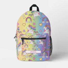 Moderner Individuelle Name für Einhorn- und Regenb Bedruckter Rucksack