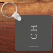 Moderner Individuelle Name & Initialen Grau Schlüsselanhänger (Vorderseite)
