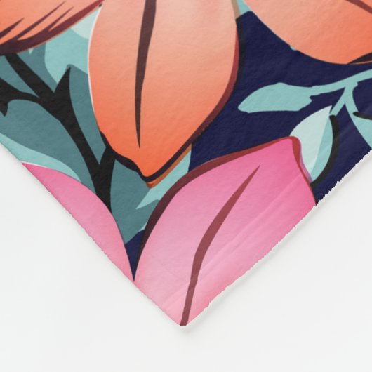 Moderner individuelle Name Navy Blumendekor Fleecedecke (Ecke)