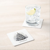 Moderner Individuelle Name Schwarz & Weiß Weihnach Rechteckiger Pappuntersetzer (Vor Ort)