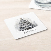 Moderner Individuelle Name Schwarz & Weiß Weihnach Rechteckiger Pappuntersetzer (angewinkelt)